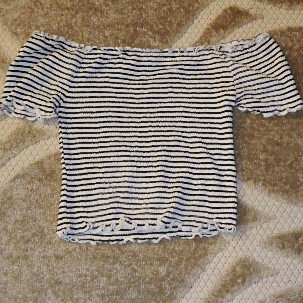 Black and white striped top